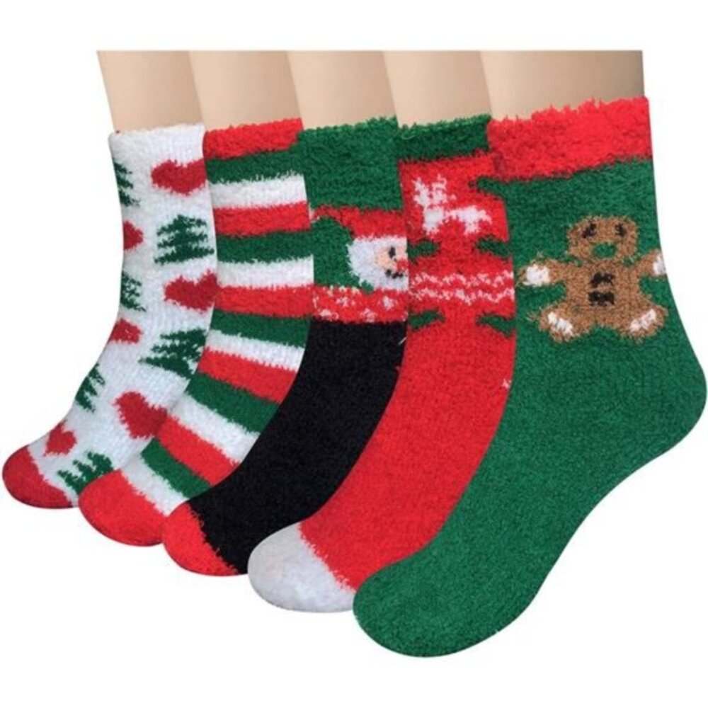 5 Pairs Womens Fuzzy Socks‎ Winter Warm Cozy Fluffy Super Soft Slipper Socks